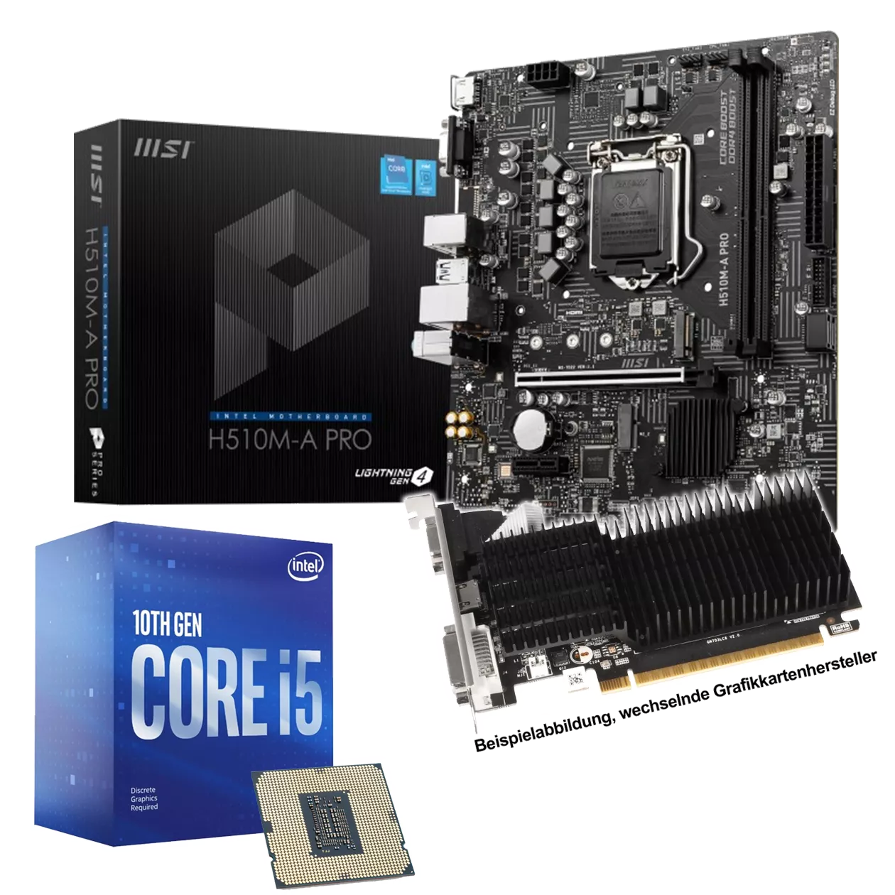 Aufrüst-Kit: GIGABYTE H510M H - Intel Core i5-10400F, 6x 2.90GHz - 8 GB DDR4 - NVIDIA GT 710