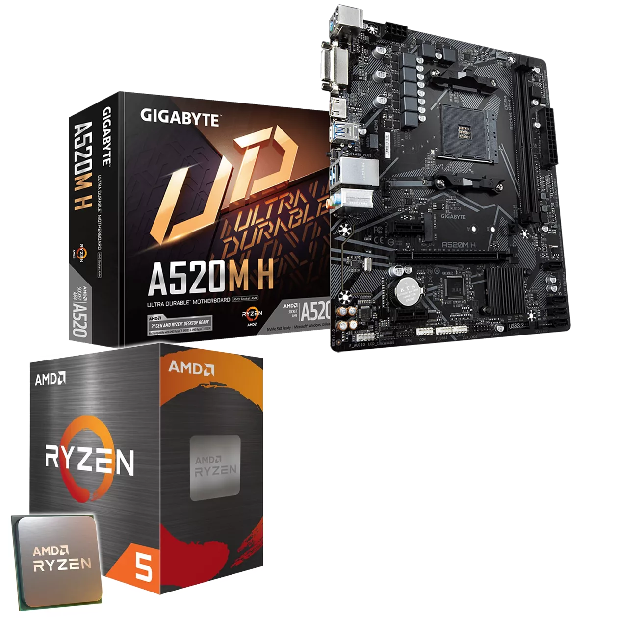 Aufrüst-Kit: GIGABYTE A520M H - AMD Ryzen 5 5600G 6x 3.90 GHz - AMD Radeon Graphics