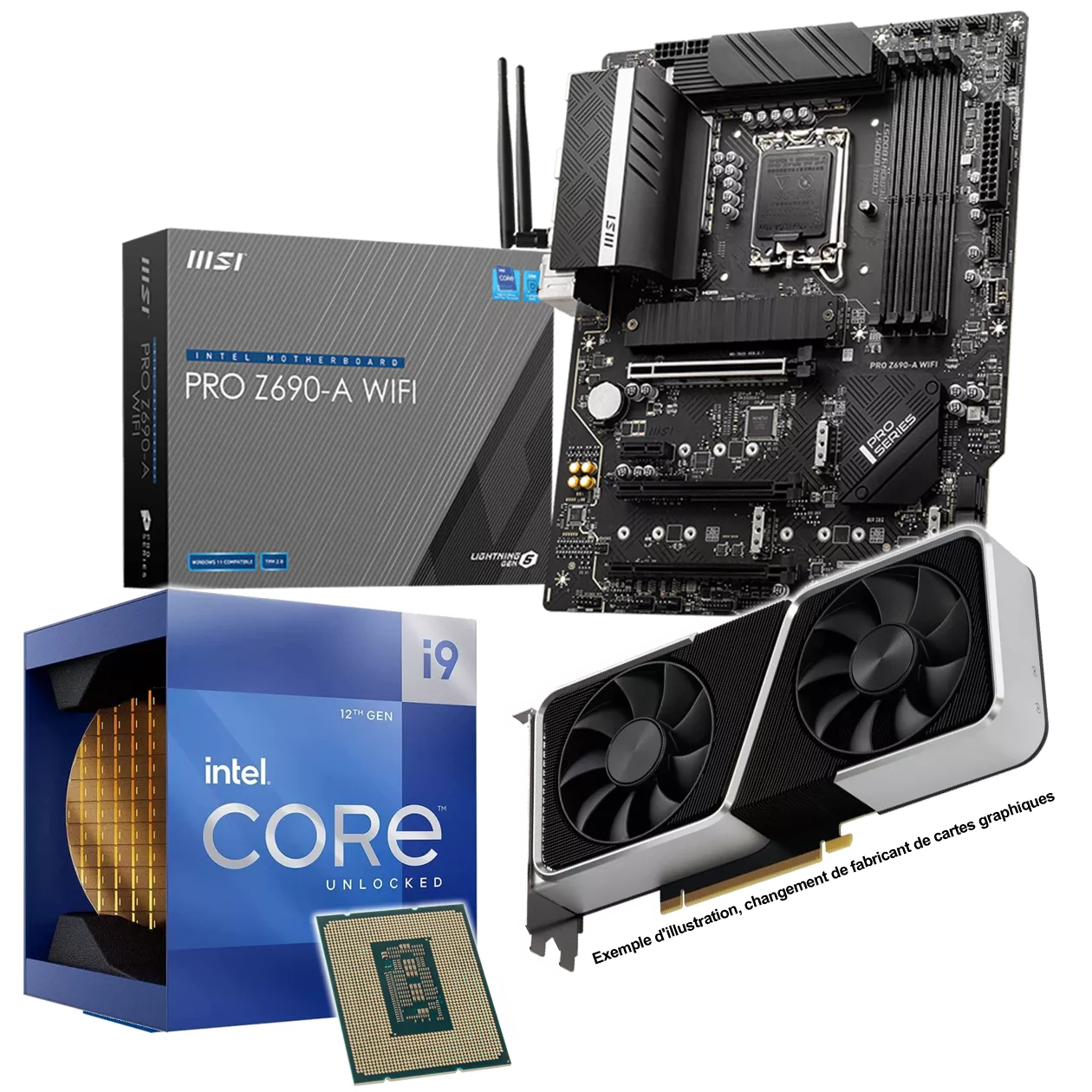 Aufrüst-Kit: MSI Pro Z690-A WIFI DDR5 - Intel Core i9-12900K, 16x 3.20GHz - 16 GB DDR5 - RTX 3070 Ti - 8GB