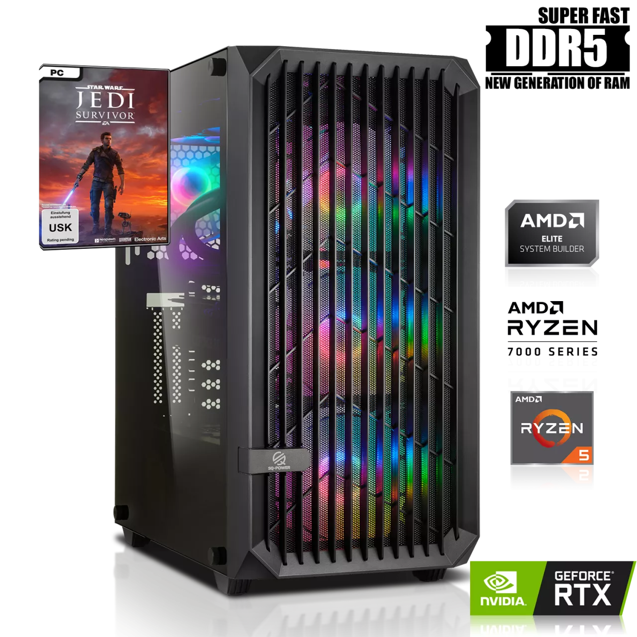 GAMING PC | AMD Ryzen 5 7600X 6x4.70GHz | 32GB DDR5 | RTX 4070 Ti 12GB DLSS 3 | 1TB M.2 SSD